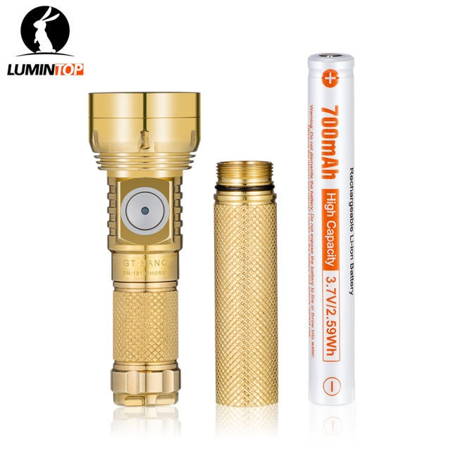 LUMINTOP GT Nano 3.0 Copper Brass 700lm 400m 10280 Thrower USB-C EDC Keychain Flashlight