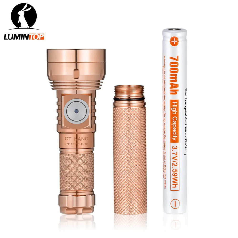 LUMINTOP GT Nano 3.0 Copper Brass 700lm 400m 10280 Thrower USB-C EDC Keychain Flashlight