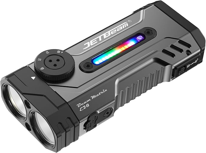JETBEAM E28 EDC  Multi-Function 3300lm Slim Flashlight with Laser Pointer UV RGB Light