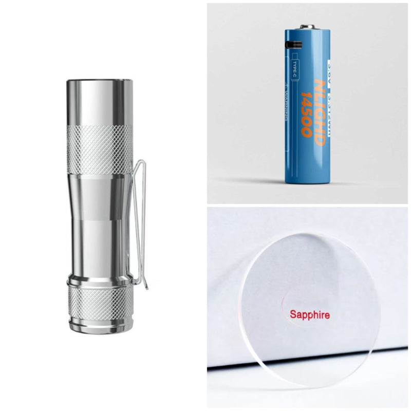 LUMINTOP FW1AA 2026 800lm EDC Flashlight with Battery Sapphire Lens Bundle