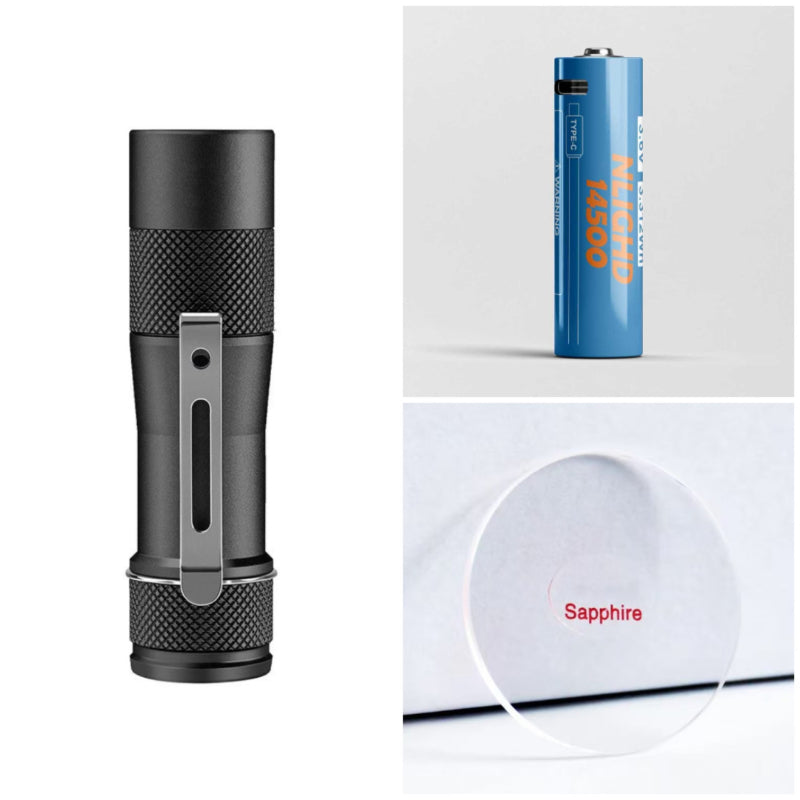 LUMINTOP FW1AA 2026 800lm EDC Flashlight with Battery Sapphire Lens Bundle