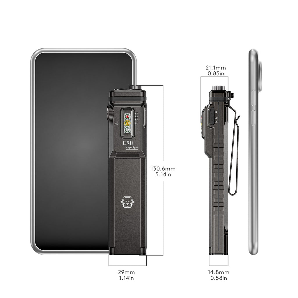 RovyVon Angel Eyes E90 3500lm Flat EDC Flashlight