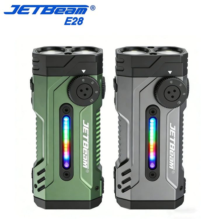 JETBEAM E28 EDC  Multi-Function 3300lm Slim Flashlight with Laser Pointer UV RGB Light