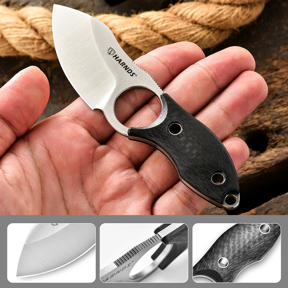 Harnds Eggplant HK2024 Special Edition N690 Steel Blade and Carbon Fiber Handle Pocket Knife