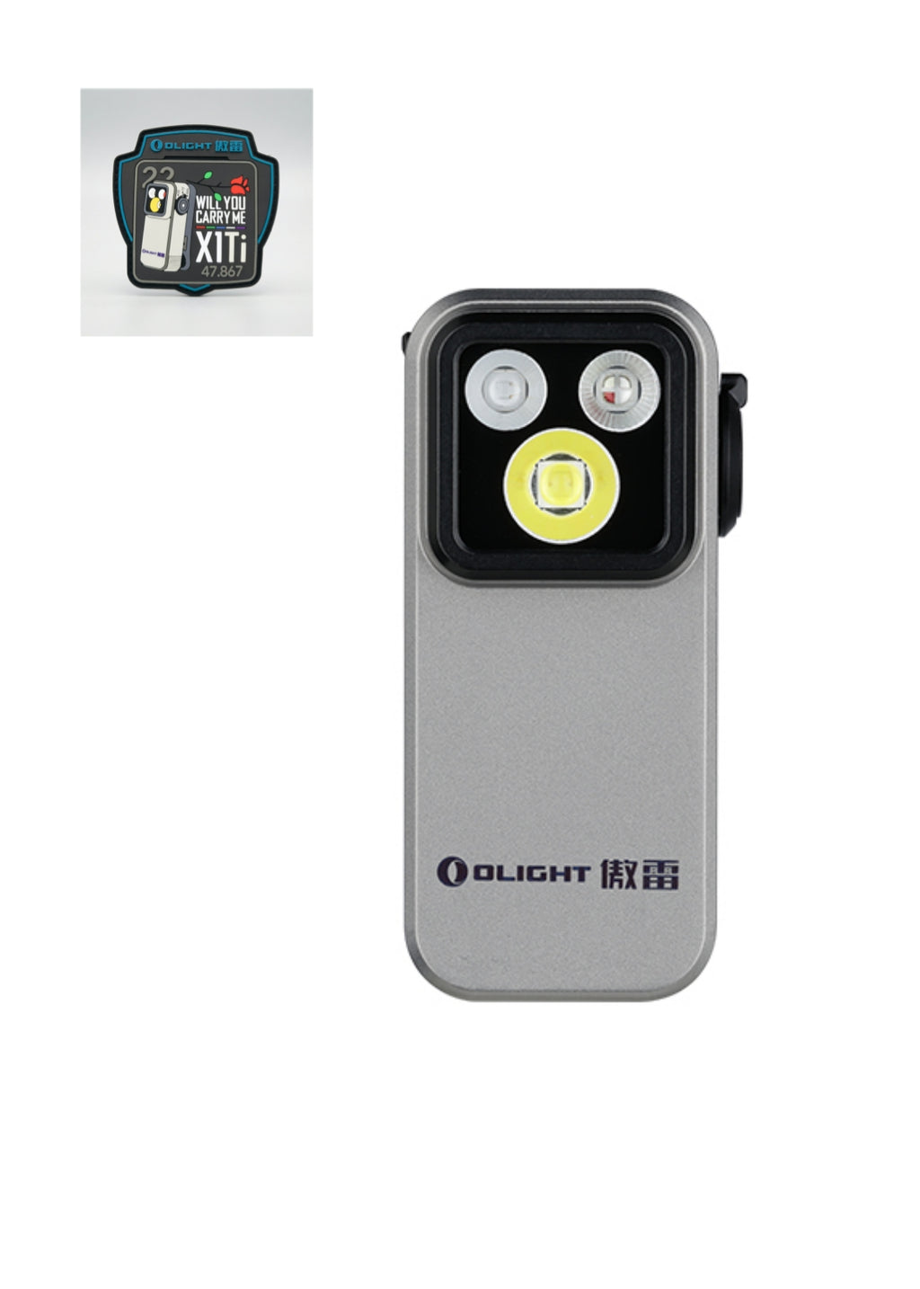 OLIGHT Oclip X1 Titaninum 600lm EDC Flashlight with Floodlight Spotlight and Red Blue Green UV Light OLIGHT