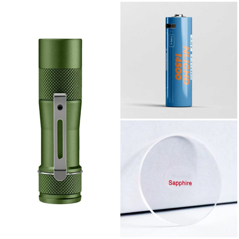 LUMINTOP FW1AA 2026 800lm EDC Flashlight with Battery Sapphire Lens Bundle