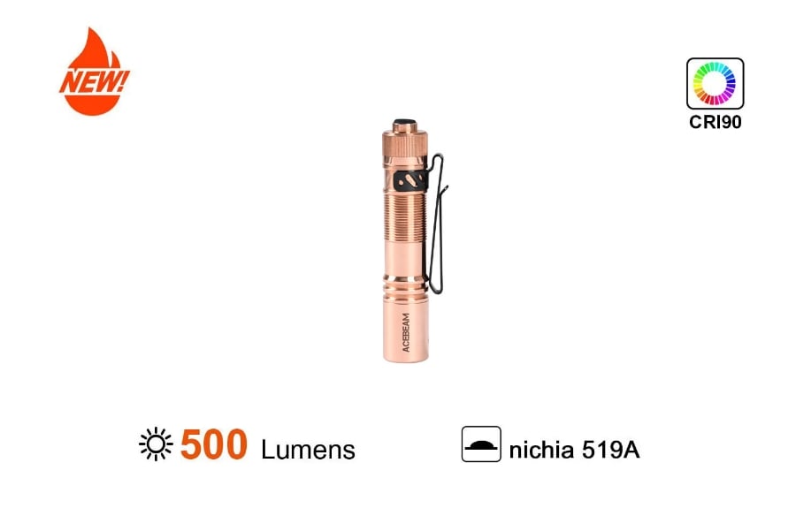 Acebeam Pokelit AA CU Nichia 219a 5000K CRI90 500lm 80m AA/14500 EDC Flashlight