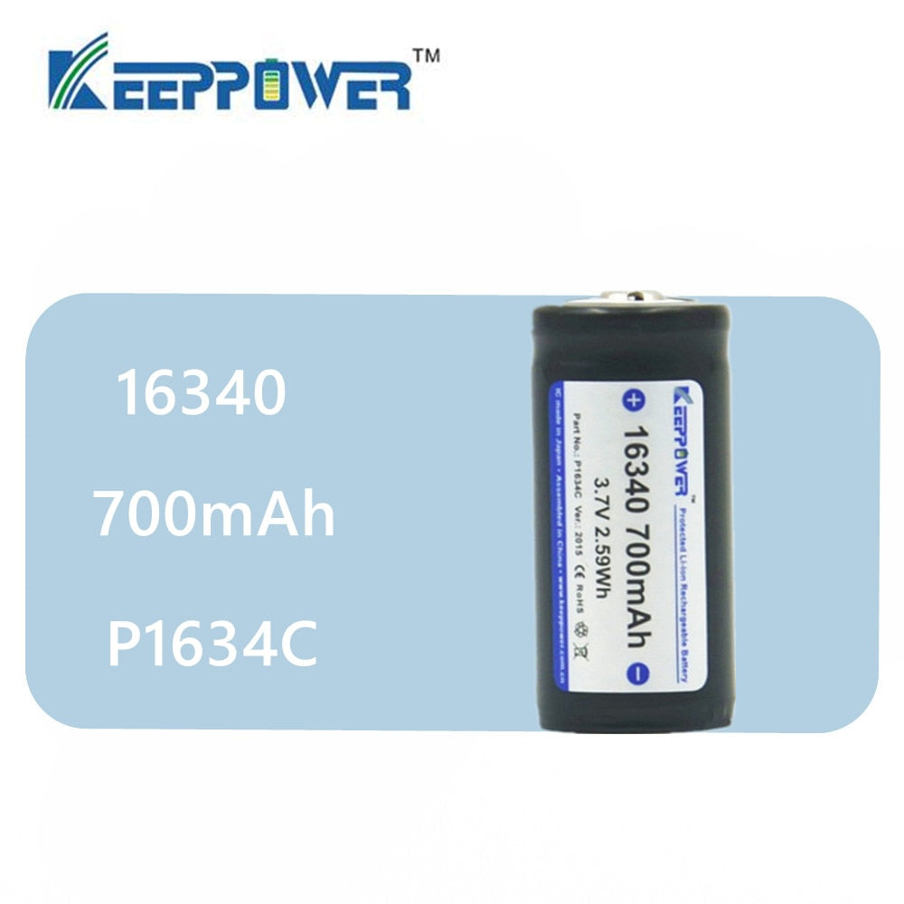 1 pcs KeepPower 16340 700mAh protected li-ion rechargeable battery 3.7V P1634C