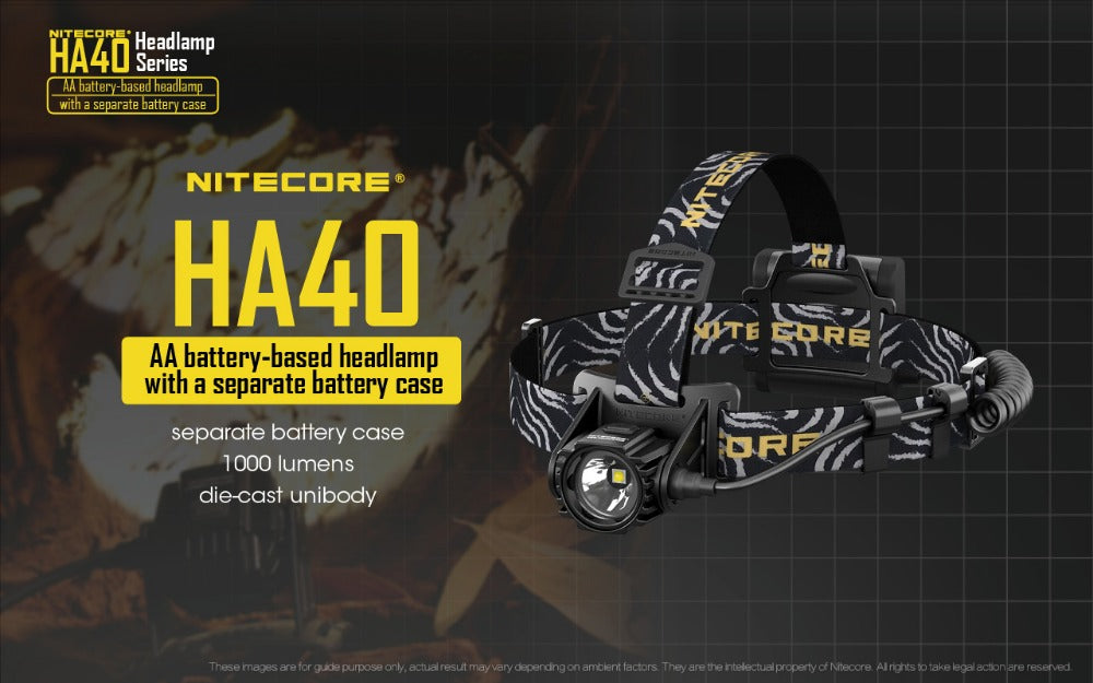 NITECORE HA40 CREE XM L2 4*AA Battery 1000 Lumens 182m LED Headlamp