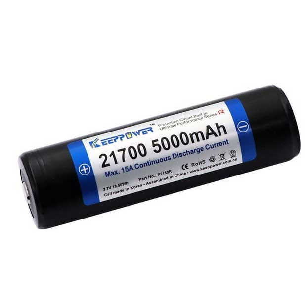 KeepPower P2150R 21700 5000mAh Protected Li-ion Rechargeable Battery Max 15A