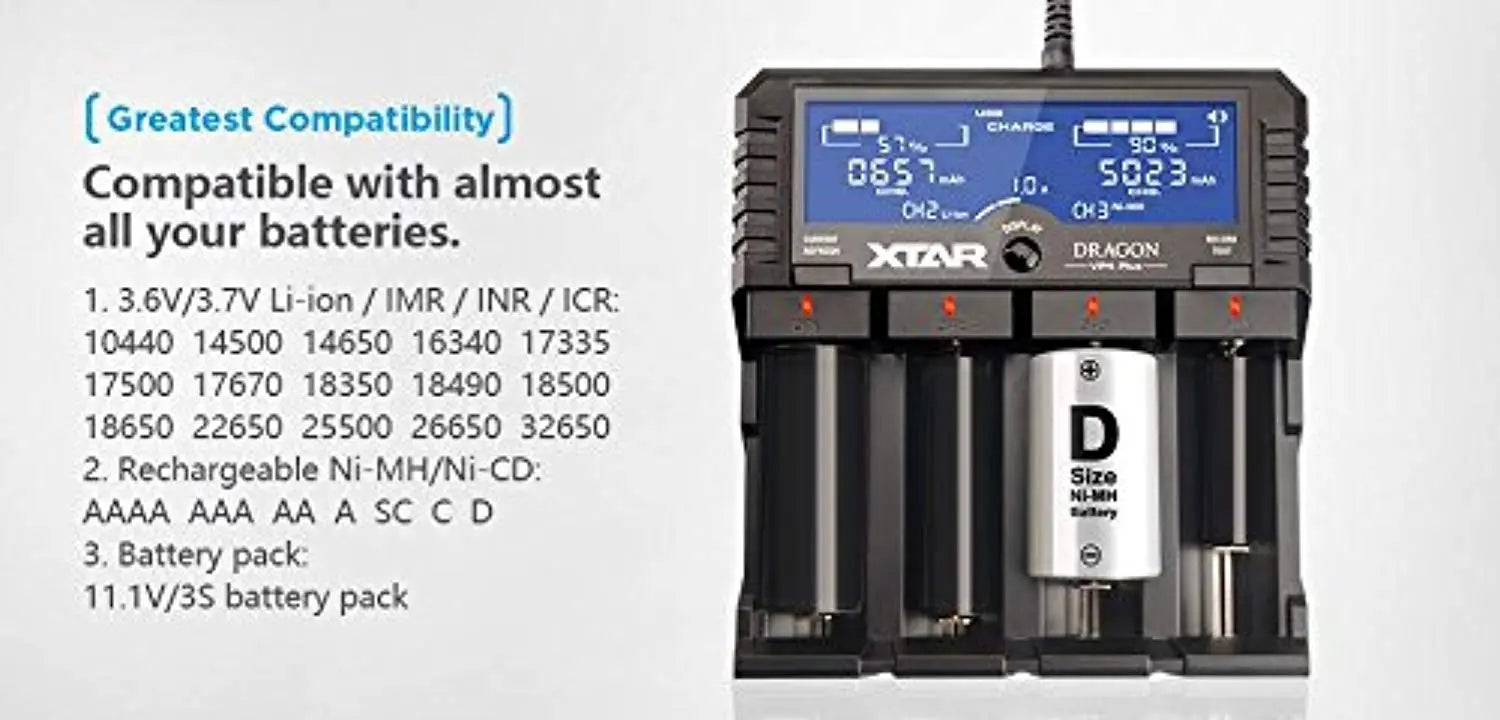 XTAR DRAGON VP4 PLUS Professional Battery Charger and Tester for Nealsgadgets XTAR DRAGON VP4 PLUS Professional Battery Charger and Tester for Nealsgadgets