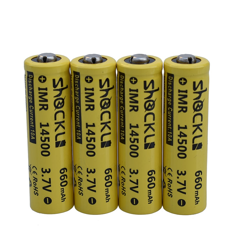 4pcs/ a lot Shockli 14500 battery 3.7V 660mAh Li-ion Rechargeable Battery + Battery Box for Flashlights Headlamps,torch.