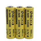 4pcs/ a lot Shockli 14500 battery 3.7V 660mAh Li-ion Rechargeable Battery + Battery Box for Flashlights Headlamps,torch.