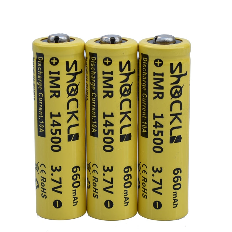 4pcs/ a lot Shockli 14500 battery 3.7V 660mAh Li-ion Rechargeable Battery + Battery Box for Flashlights Headlamps,torch.