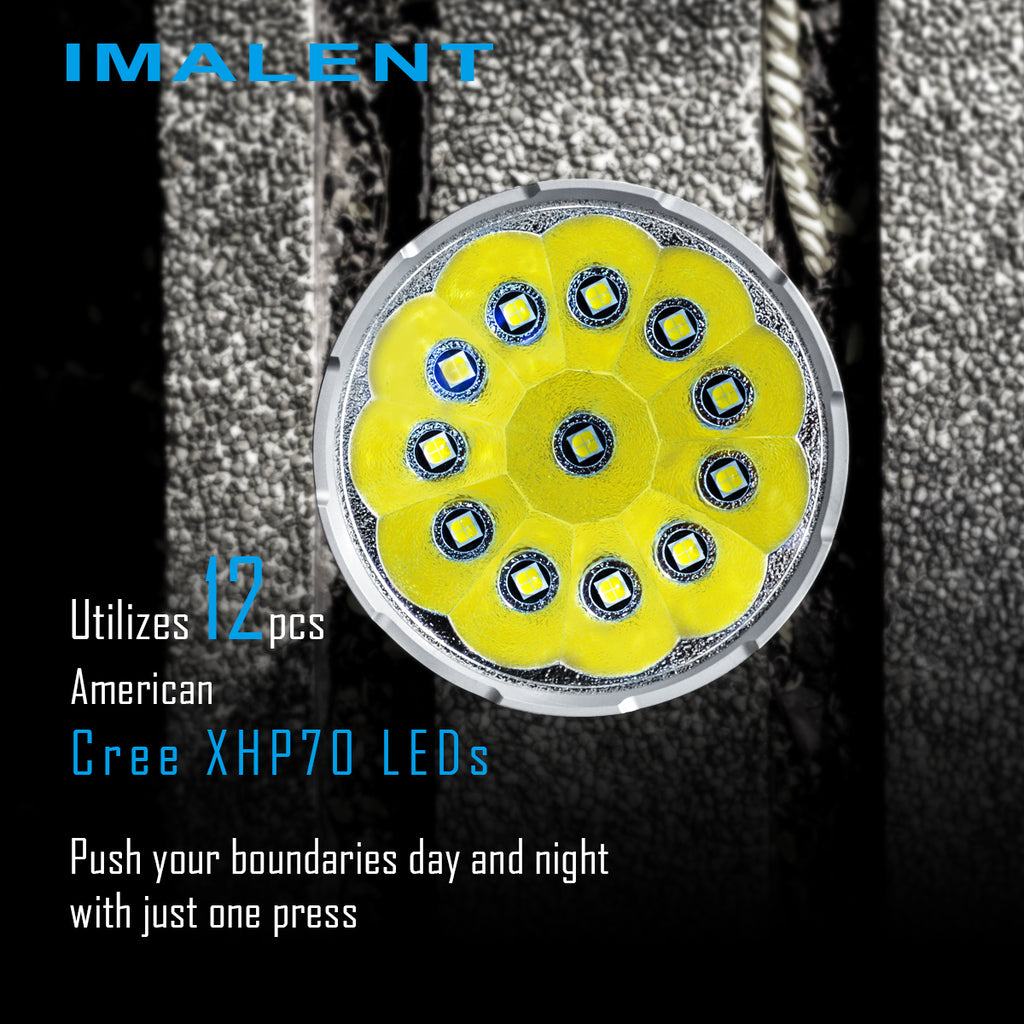 IMALENT MS12 53000 Lumens 12 CREE XHP 70 LED Flashlight.