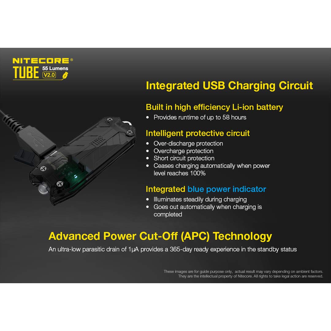 NITECORE TUBE V2.0 55 Lumen USB Rechargeable Keychain Flashlight