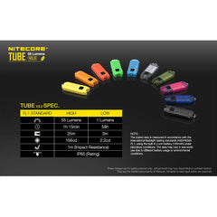 NITECORE TUBE V2.0 55 Lumen USB Rechargeable Keychain Flashlight