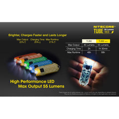 NITECORE TUBE V2.0 55 Lumen USB Rechargeable Keychain Flashlight
