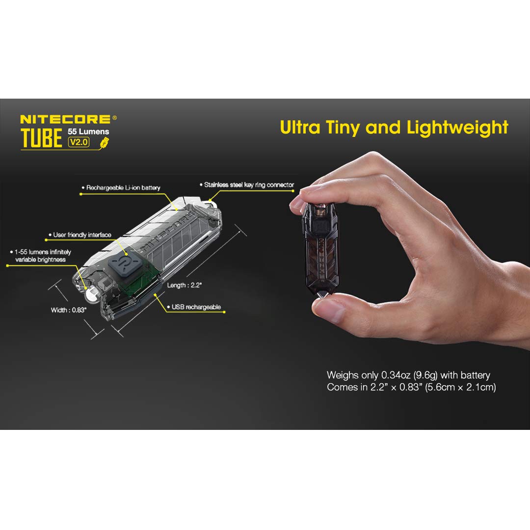 NITECORE TUBE V2.0 55 Lumen USB Rechargeable Keychain Flashlight