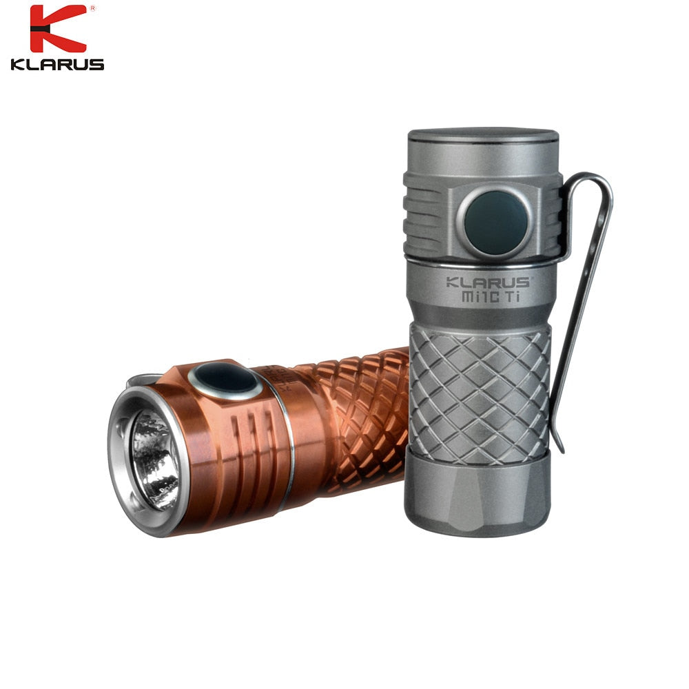 KLARUS Mi1C TI Handheld Flashlight CREE XP-L HI V3 max 600 lumen outdoor torch + 16340 Micro- USB Li-ion rechageable Battery