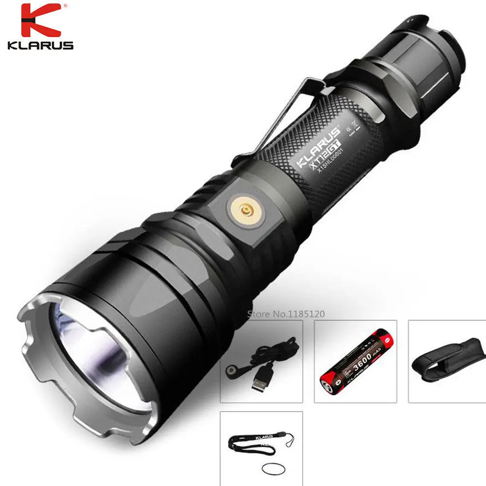 12 volt rechargable flashlight KLARUS XT12GT Magnetic Charging Flashlight CREE XHP35 HI D4 LED – Nealsgadgets