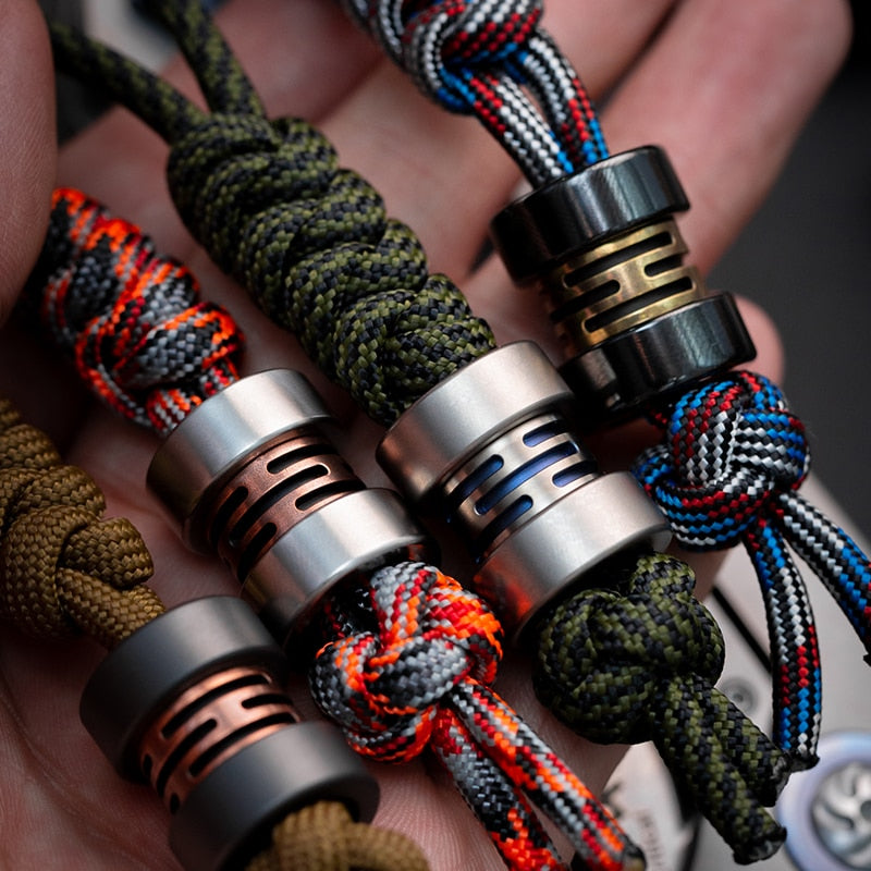 LAUTIE Titanium Alloy Knife Pracord Pendant Keychain Key DIY Bead