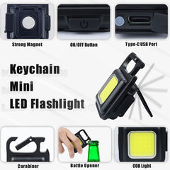 COB Working Light Keychain Flashlight