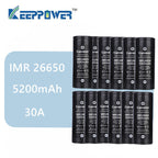 Original 12 pcs KeepPower IMR 26650 battery 5200mAh max 30A discharge 3.7v lithium battery