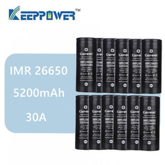 Original 12 pcs KeepPower IMR 26650 battery 5200mAh max 30A discharge 3.7v lithium battery