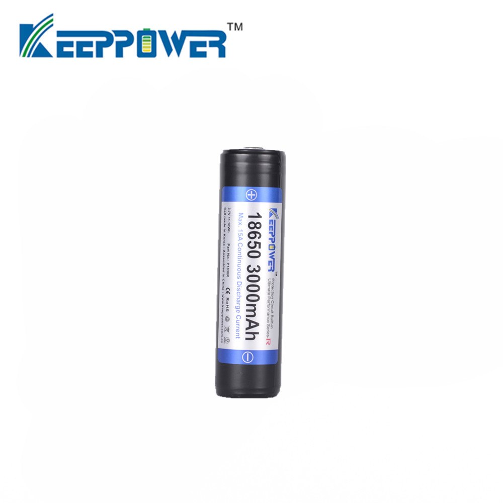 Original 1pcs KeepPower 3000mAh 18650 P1830R protected li-ion rechargeable battery Max 15A discharge