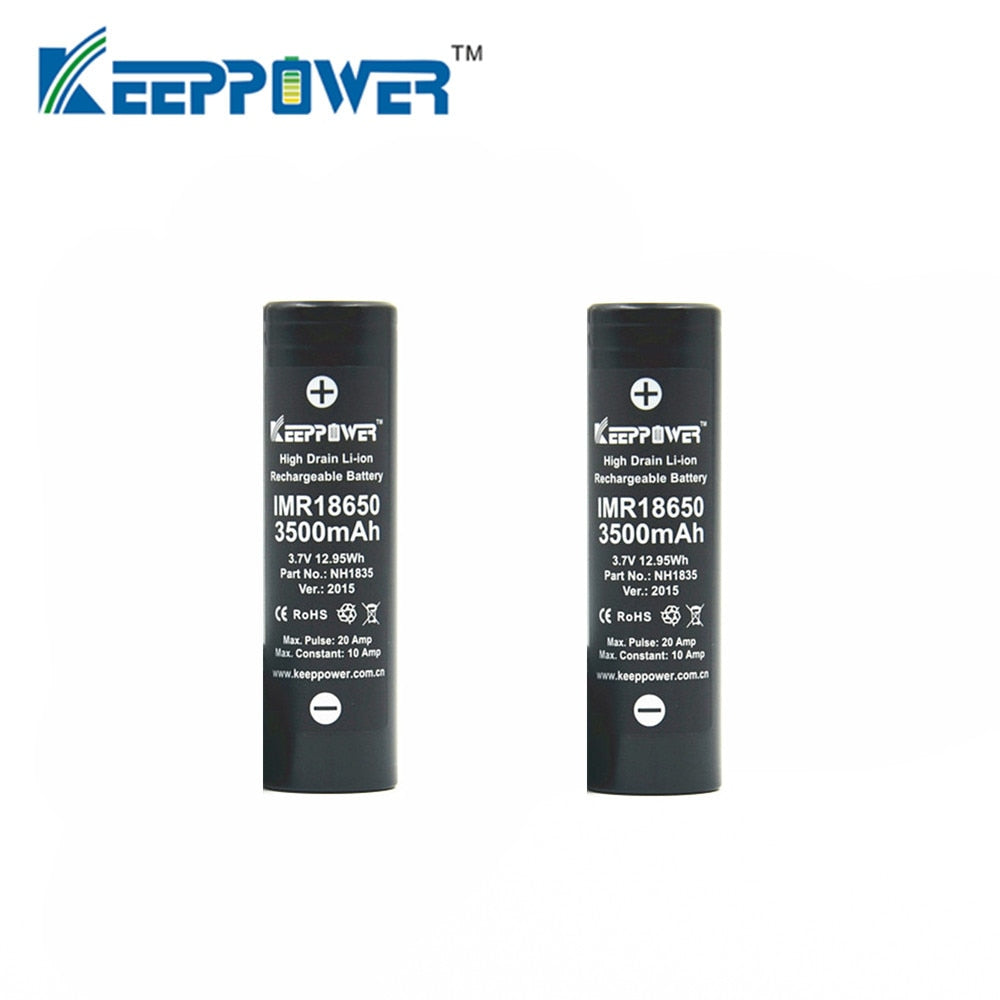 Original 2 Pcs KeepPower IMR 18650 battery 3500mAh 3.7V max 20A discharge high power battery NH1835