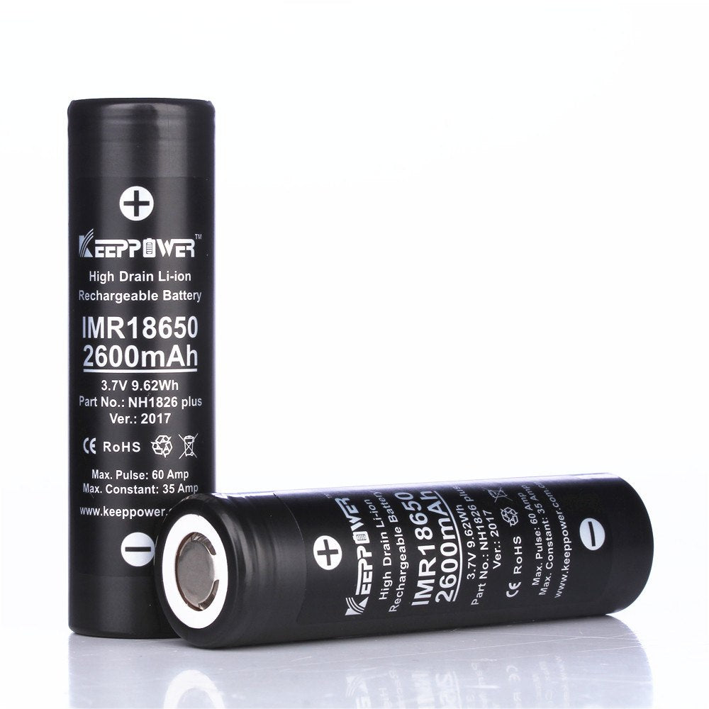Original 2 pcs KeepPower 35A discharge IMR18650 2600mAh NH1826 plus Li-ion rechargeable battery