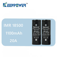Original 2 pcs KeepPower IMR 18500 battery 1100mAh 20A max discharge li-ion high drain battery 3.7V