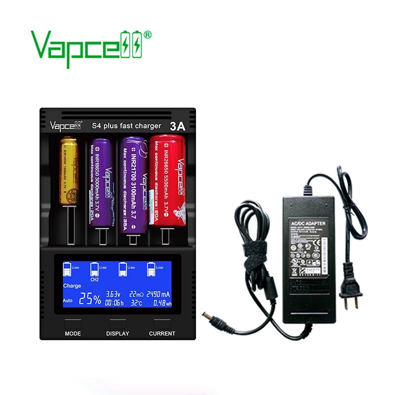 Vapcell S4 plus LCD Display 3A Intelligent Li-ion/IMR/Ni-MH Battery Charger 21700 Main image