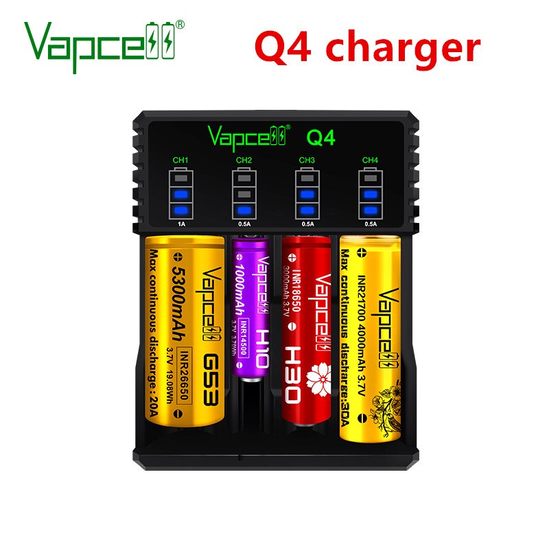Vapcell Q2S Q4 U2 Q2 Q1 charger AA/AAA 26650 21700 18650 NiMH li-ion battery Smart Charger Main image