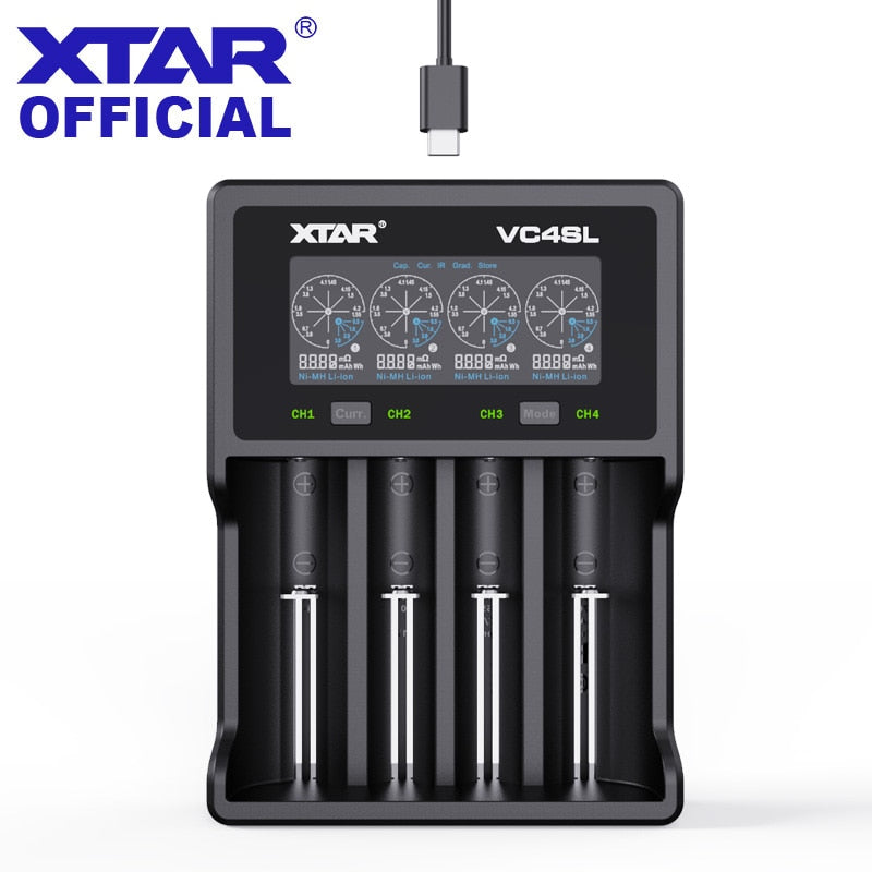 XTAR VC4SL QC3.0 Fast Charger 14500 18650 21700 Liion Battery Charger