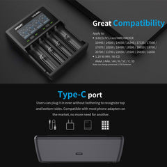 XTAR VC4SL QC3.0 Fast Charger 14500 18650 21700 Liion Battery Charger