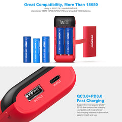 XTAR Power Bank LCD USB Charger QC3.0 Type-C INPUT PB2S For 18700 20700 21700 18650 Battery / ONLY PB2 Battery Charger FOR 18650