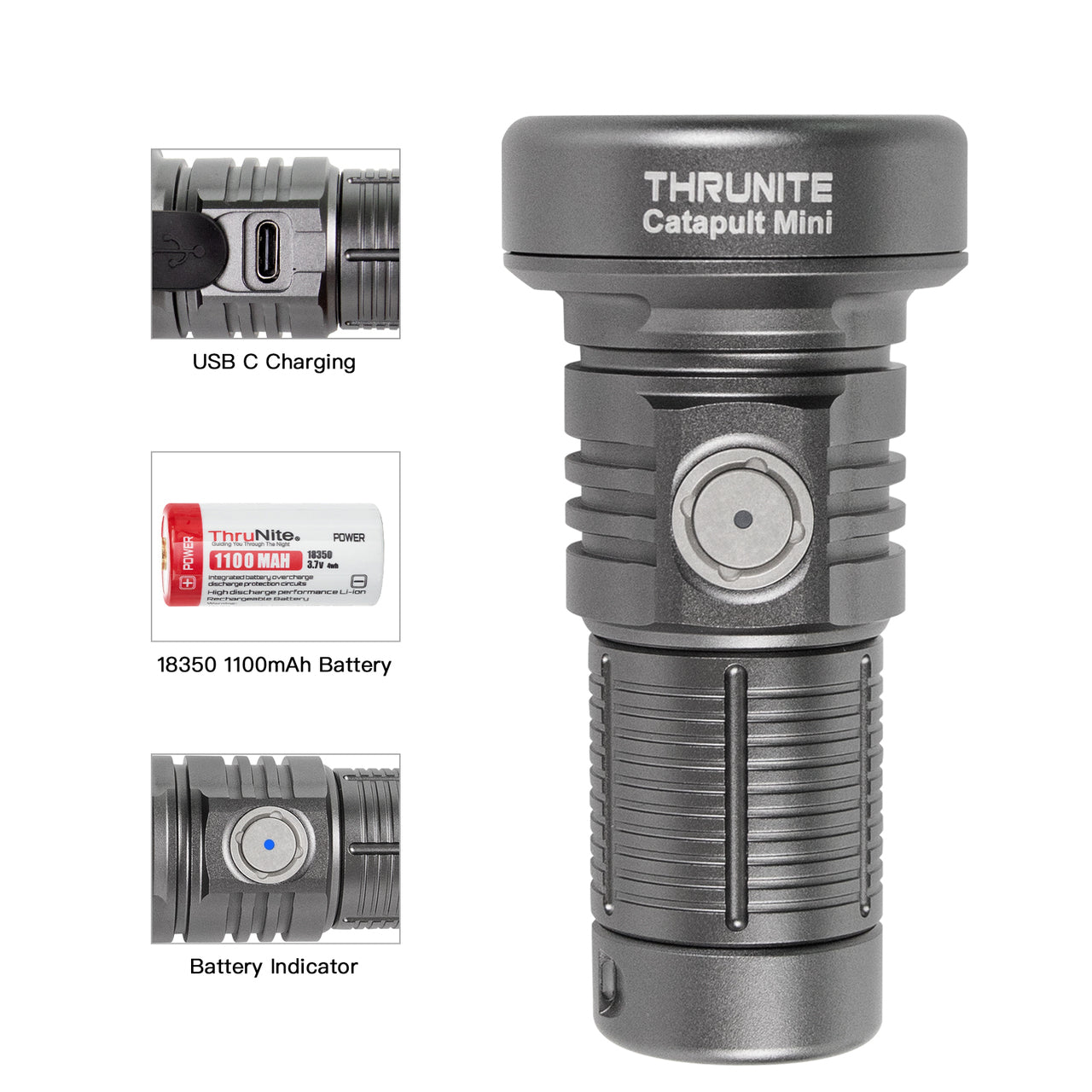 Thrunite Catapult Mini Metal Grey 680lm 598m Thrower Led Flashlight