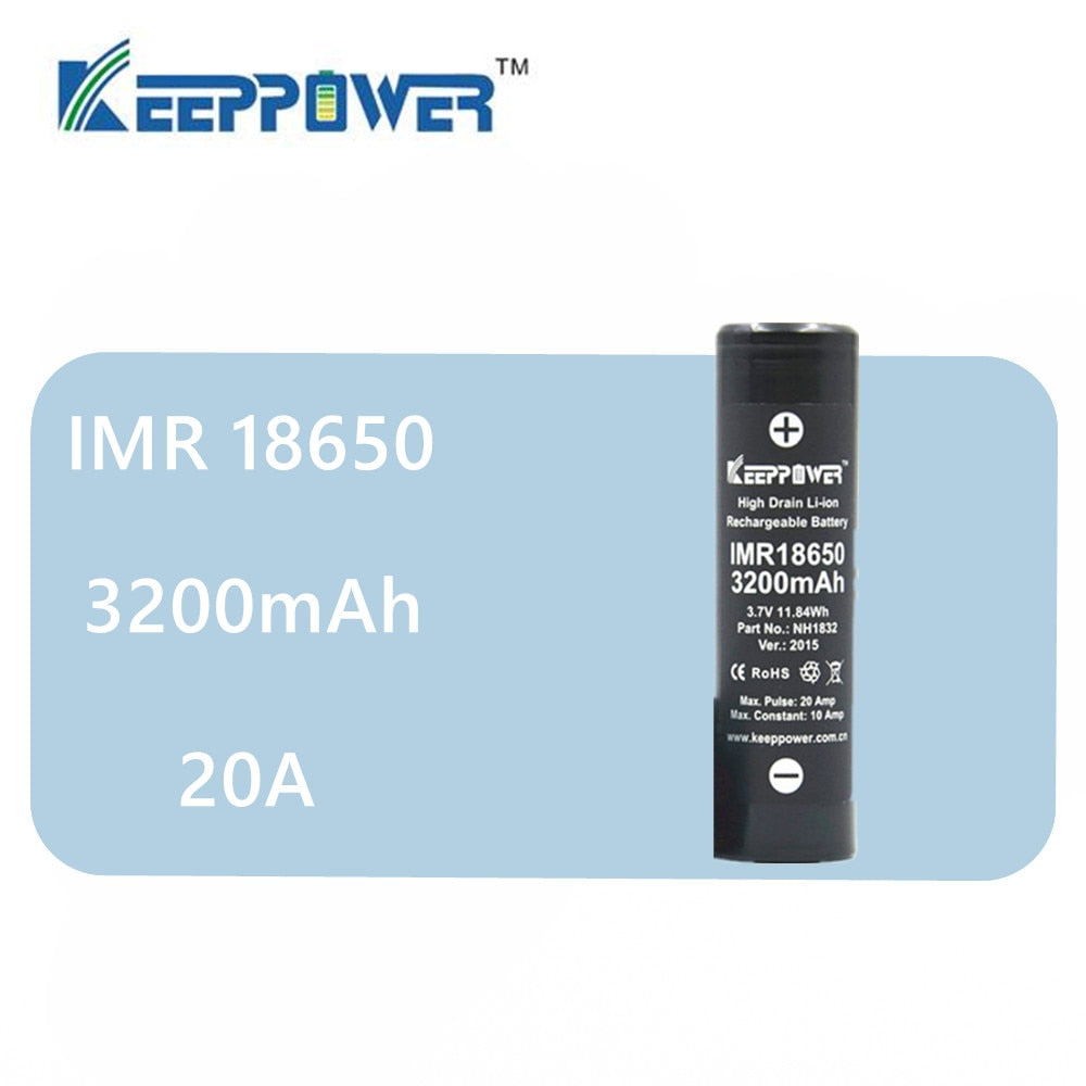 original 1pcs Keeppower IMR 18650 battery 3200mAh 3.7V maximum 20A discharge power cell Main image